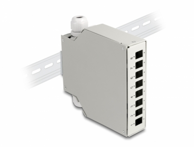 Delock Fiber Optic Distribution Box for DIN rail 8 port grey