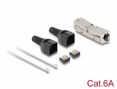 Delock RJ45 Coupler LSA to LSA with strain relief Cat.6A toolfree