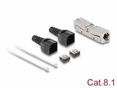 Delock RJ45 Coupler LSA to LSA with strain relief Cat.8.1 toolfree