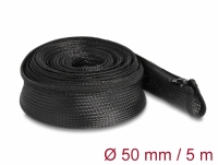 Delock Braided Sleeve with zip fastener heat-resistant 5 m x 50 mm black