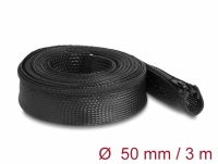 Delock Braided Sleeve with zip fastener heat-resistant 3 m x 50 mm black