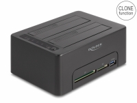 Delock USB Dual Docking Station for 2 x SATA HDD / SSD with Clone Function and Card Reader + additional USB Port