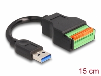 Delock USB 3.2 Gen 1 Cable Type-A male to Terminal Block Adapter with push button 15 cm