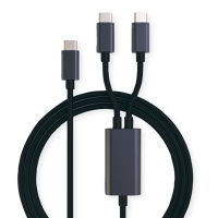 ROLINE USB2.0 Y - Splitter Charging Cable, Type C Connectors, C-C, M/M, max. 100