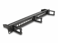 Delock 19″ Keystone Patch Panel 16 port with 3 hooks and strain relief 1U black