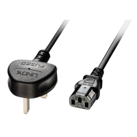 Lindy Strāvas kabelis UK 3 Pin Plug IEC C13 ,2m, Melns