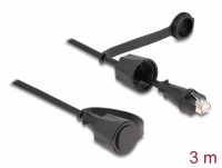 Delock Network Cable RJ45 plug to RJ45 plug Cat.6 STP with protective cap outdoor IP68 dust- and waterproof black 3 m