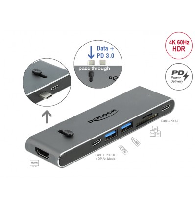 Delock Docking Station Dual USB Type-C™ with HDMI / USB 3.2 / SD / PD 3.0