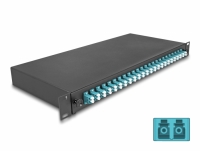 Delock 19″ Optical Fiber Splice Box 24 x LC Duplex OM3 1U complete assembled ready for splicing
