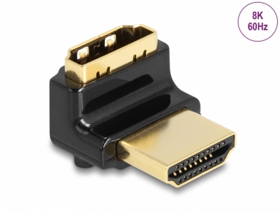 Delock HDMI Adapter male to female 90° upwards angled 8K 60 Hz metal