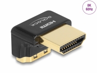 Delock HDMI Adapter male to female 90° downwards angled 8K 60 Hz metal