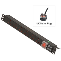 Lindy 1U 6-Way UK Mains Horizontal PDU with UK Mains Cable