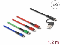 Delock USB Charging Cable 4 in 1 USB Type-A + USB-C™ to 2 x Lightning™ / Micro USB / USB Type-C™ 1,20 cm