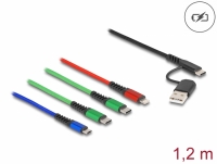 Delock USB Charging Cable 4 in 1 USB Type-A + USB-C™ to Lightning™ / Micro USB / 2 x USB Type-C™ 1,20 cm
