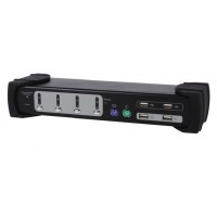 Equip KVM Switch 4x USB/PS2 Dual Monitor schwarz mit Audio