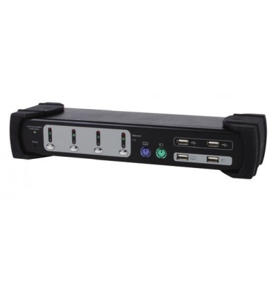 Equip KVM Switch 4x USB/PS2 Dual Monitor schwarz mit Audio