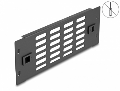 Delock 10″ Network Cabinet Panel with ventilation slots tool free 2U black