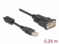 Delock Adapter USB 2.0 Type-A to 1 x Serial RS-232 D-Sub 9 pin male with ferrite core 0.25 m