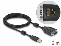 Delock Adapter USB 2.0 Type-A to Serial RS-232 D-Sub 9 pin 2.5 kV Galvanic Isolation 2 m