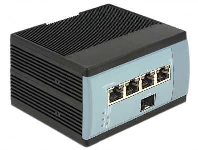 Delock Gigabit Ethernet Switch 4 Port PoE + 1 SFP DIN-rail mounting