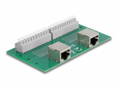 Delock RJ50 2 x female to 2 x Terminal Block with push-button for DIN rail