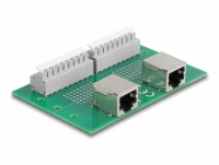 Delock RJ45 2 x female to 2 x Terminal Block with push-button for DIN rail