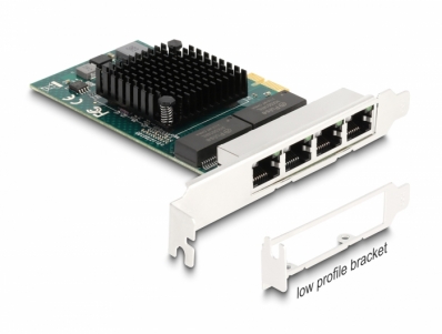 Delock PCI Express x1 Card to 4 x RJ45 Gigabit LAN BCM