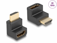 Delock High Speed HDMI with Ethernet Adapter Stecker zu Buchse gewinkelt 8K 60 Hz schwarz