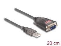 Delock Adapter USB 2.0 Type-A to 1 x Serial RS-232 D-Sub 9 pin male with nuts with 3 x LED 0.2 m