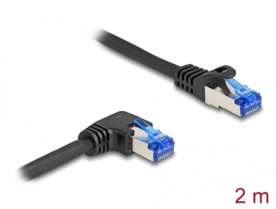 Delock RJ45 Network Cable Cat.6A S/FTP straight / right angled 2 m black