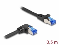 Delock RJ45 Network Cable Cat.6A S/FTP straight / right angled 0.5 m black