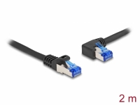 Delock RJ45 Network Cable Cat.6A S/FTP straight / left angled 2 m black