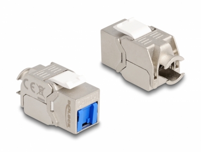 Delock Keystone Module RJ45 jack to LSA Cat.6A toolfree with blue dust cover