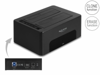 Delock USB Dual Docking Station for 2 x SATA HDD / SSD with Clone and Erase Function