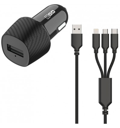 2GO USB car charger 3in1 Micro-USB, Lightning, USB-C sw