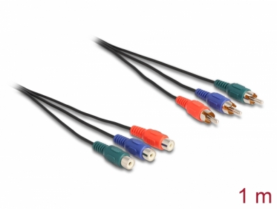 Delock RCA RGB Extension Cable 3 x male to 3 x female 1 m