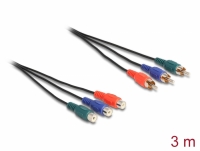 Delock RCA RGB Extension Cable 3 x male to 3 x female 3 m
