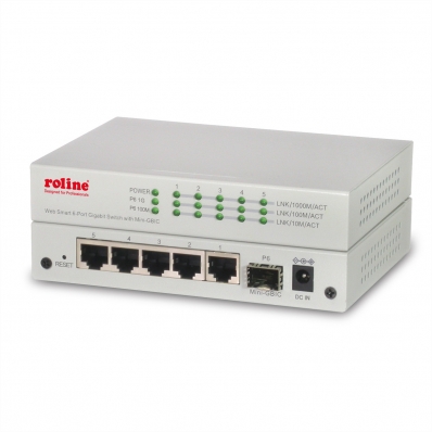 ROLINE Gigabit Ethernet Switch, 6x (5xGbE + 1x Gbic(SFP)), managed