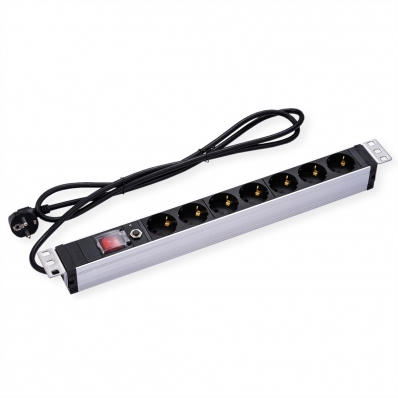 VALUE 19" PDU for Cabinets 7x 2300W, CEE 7/4 M German Type, 1.8 m