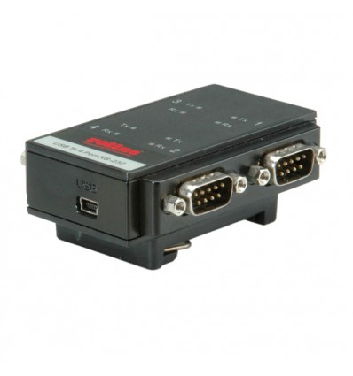 ROLINE USB 2.0 to RS232 Adapter, for DIN Rail 4 Ports