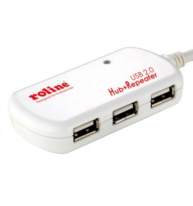ROLINE USB 2.0 Hub, 4 Ports, with Repeater 12 m