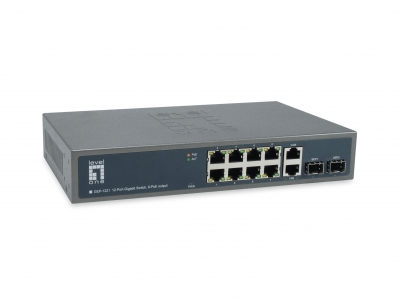 Level One LevelOne Switch 10x GE GEP-1221 2xGSFP 19" 150W 8xPoE+