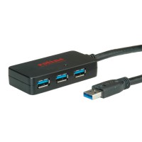 ROLINE USB 3.0 Hub, 4 Ports, with Repeater 10m