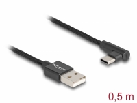 Delock USB 2.0 Cable Type-A male to USB Type-C™ male angled 0.5 m black