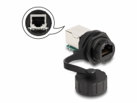 Delock Cable Connector RJ50 jack to RJ50 jack for installation with protective cap IP68 dust and waterproof black