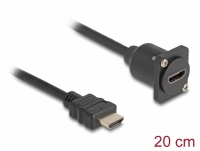 Delock D-Type HDMI cable male to female black 20 cm