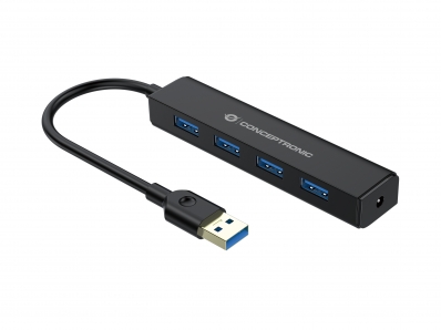 CONCEPTRONIC USB-Hub 4-Port 3.0 ->4x3.0 o.Netzteil sw