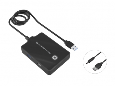 CONCEPTRONIC USB-Hub 4-Port 3.0 ->1x3.0 3x2.0 o.Netzteil sw