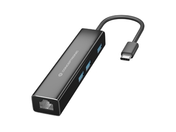 CONCEPTRONIC Adapter USB-C -> RJ45 Gigabit,3xUSB3.0 0.15m sw