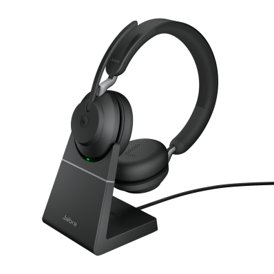 Jabra Headset Evolve2 65 MS Duo, inkl. Link 380a & Ladestat.